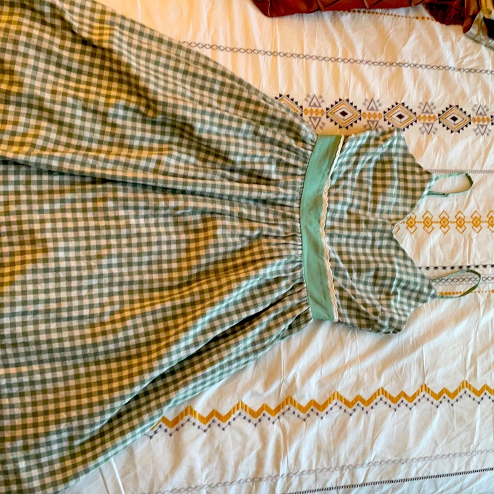 Lindy Bop Green gingham print 100% cotton sundress